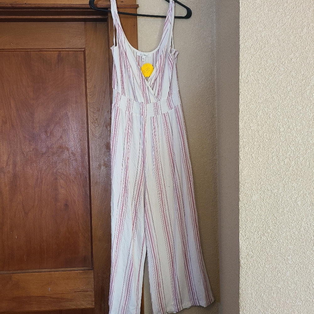 Love Tree Pink and White Striped Romper